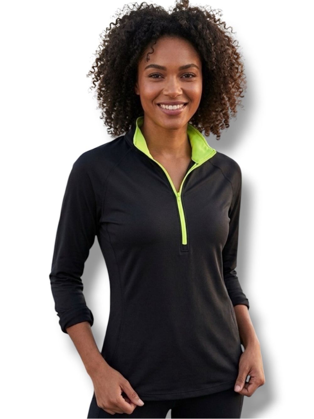 RBX Performance 1/2 Zip Charcoal Yellow Mock Neck Activewear Running Top M EUC